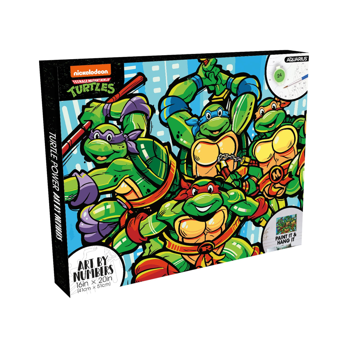 AQUARIUS Teenage Mutant Ninja Turtles Art by Numbers Painting Kit (16 x 20 Stretched Canvas) 24 Paints, 3 Paint Brushes, Ready to Hang, Officially Licensed TMNT Collectible - 16x20 in AQUARIUS