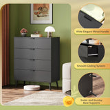 WLIVE 4 Drawer Dresser for Bedroom, Wooden Black Tall Dresser, Modern Dressers with Sturdy Metal Handle, Small Chest of Drawers for Living Room, Hallway WLIVE