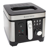 West Bend Deep Fryer with Adjustable Temperature Control Nonstick Basket Easy-View Window and Temperature Guide, Folding Handle and Locking Cover for Easy Storage, 3-Liter, Silver,Black, DFWB3LBK13 West Bend