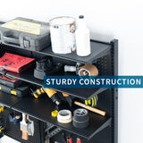 VIVO Freestanding Modular Steel Pegboard System, 74 inch High Magnetic Accessory Organizer for Home and Office, Black, PP-2-PB058 VIVO