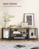 VASAGLE Modern TV Stand for TVs up to 65 Inches, 3-Tier Entertainment Center, Industrial TV Console Table with Open Storage Shelves, for Living Room, Bedroom, Turquoise Brown and Black ULTV097B60 VASAGLE