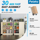 Pataku Metal Storage Cabinet, Garage Cabinet with Doors and Shelves 36" Hx32 Wx16 D, Steel Lockable File Cabinets for Office, Home, Garage, Basement, Industrial, Putty Pataku