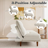 Homall Futon Sofa Bed, Modern Loveseat Futon Couch with Adjustable Backrest and Armrests, Sleeper Sofa Bed with Wood Frame for Living Room, Office, Apartment (Corduroy, White) Homall