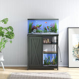 ZERDER Aquarium Stand with USB and AC Power Strip, Cabinet for Fish Tank Accessories Storage, Heavy Duty Metal Fish Tank Stand for Turtle Tank (Black, 20-29 Gallons) ZERDER