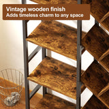 Cutogxon Triple 5 Tier Bookshelf, Large Bookcase Industrial Bookshelf with 19 Open Display Shelf, Wooden Wide Tall Tree Bookshelf for Living Room Home Office, Rustic Brown Cutogxon