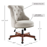 Linon The Talia Beige Adjustable Seat Height Office Chair Linon