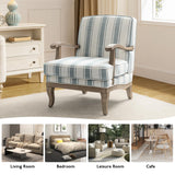 HULALA HOME Upholstered Accent Chair, Mid-Century Modern Striped Chair with Graceful Curves and Wooden Legs, Comfy Lounge Armchair Striped Accent Chairs for Living Room, Bedroom (Blue) HULALA HOME