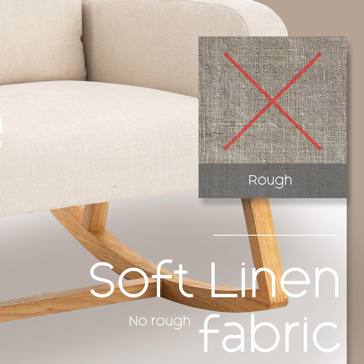 YUUIJOAA Rocking Chair Nursery - Glider Modern Accent Chairs Upholstered Linen Nursing Rocker Padded Armchair for Indoor Living Room Bedroom Beige YUUIJOAA