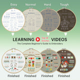 CYANFOUR 4 Stage Beginners Embroidery Kit for Adults, Easy to Learn 38 Different Stitches from Instruction & Video, Needlepoint Kits for Adults with Stamped Embroidery Patterns CYANFOUR