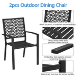Yaheetech Outdoor Patio Dining Chairs Set of 4 with Armrests and Metal Frame, Stackable Heavy-Duty Metal Black Outdoor Chairs for Garden, Lawn and Yard Yaheetech