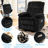 PUREMIND Power Lift Recliner Chair for Elderly, Dual Motor Electric Reclining Chairs with Massage and Heat - Velvet Fabric, Strong Support, Black PUREMIND