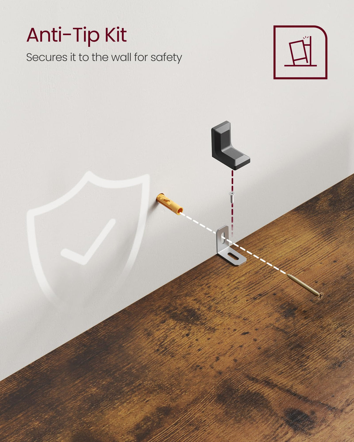 VASAGLE Rustic Brown 6-Tier Open Bookshelf with Adjustable Shelves and Anti-Tip Kit VASAGLE