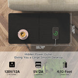 SOOWERY End Table with Charging Station, Narrow Side Table with Flip Top Cabinet and Fabric Drawer, Nightstand Bedside Tables for Small Spaces, Bedroom, Living Room, Black SOOWERY