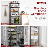Sakugi Storage Shelves - 5 Tier Shelf Organizer, Heavy Duty Garage Shelving Unit with Leveling Feet, Stable Metal Shelves Organizer for Pantry, Kitchen, Closet, 33.1" W X 12.6" D X 72" H, Black Sakugi