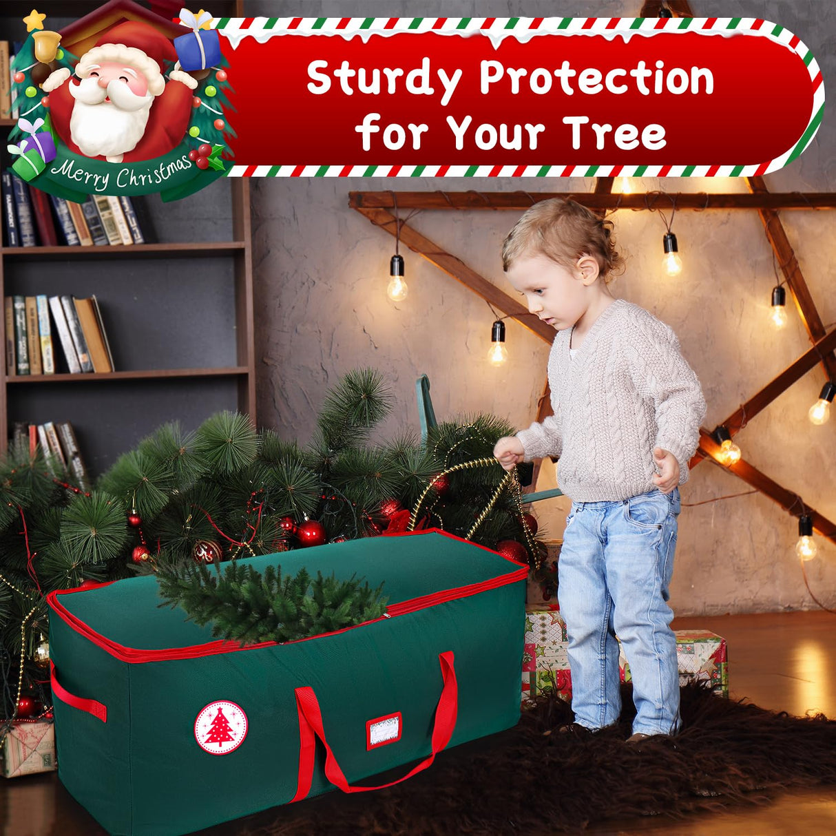 NVRGIUP Large Christmas Tree Storage Bag, Fits Up to 7.5 ft Artificial Disassembled Trees with Durable Handles, Sleek Dual Zipper & Tag Card, Waterproof Tear-proof Holiday Xmas Bags Box for Years Use NVRGIUP