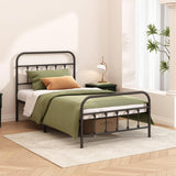 Kujielan Metal Bed Frame - Structurally Stable Heavy Duty Steel Slat Supported Twin Bed Frames,No Box Spring Needed for Easy Removal and Transport. Kujielan
