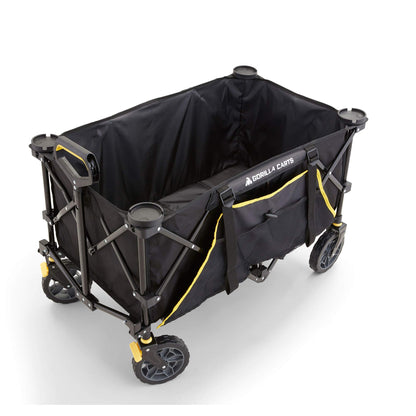 Gorilla Carts Foldable Wagon, Heavy Duty Collapsible Cart with Wheels, 7 Cu Ft, Black