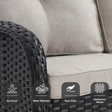 Belord Outdoor Glider Bench Patio Loveseat - 500 Lbs Weight Capacity 2 Seater Wicker Sofa, Small Porch Glider Furniture All Weather Rattan Couch with Removble Cushion for Balcony Deck Backyard, Black Belord