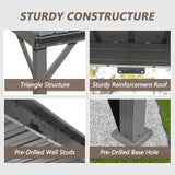 Domi 8' x10' Lean to Gazebo with Upgraded Drainage System, Wall Mounted Gazebo Hardtop Galvanized Steel Sloping Roof for Patio Deck Backyard Lawn Party（Gray） domi outdoor living