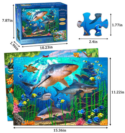 Puzzles for Kids Ages 4-8 – 2 x 60 Pieces Puzzles for Kids Ages 3-5 6-8 – Toy for Learning Ocean & Forest Animals – Educational Toys for Boy and Girl (2 Packs)