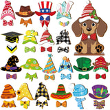 Anglechic 42 Pcs Interchangeable Christmas Dog Holiday Decor Seasonal Sign Fall Thanksgiving Tiered Tray Decoration Farmhouse Rustic Wooden Home Office Classroom Desk Accessories Welcome Ornament Gift Anglechic