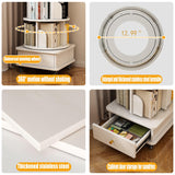 TruRim 360° Rotating Small Space Bookshelf – White Wooden Tower with Six-Tier Storage for Home Use TruRim