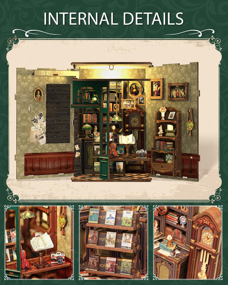 Cutefun Book Nook Kit - DIY Miniature House Kit for Bookshelf Decor, Book Nook Kits for Adults & Beginners, 3D Wooden Puzzle Dollhouse, Ideal Gift for Family and Friends (OWL Bookstore) Cutefun