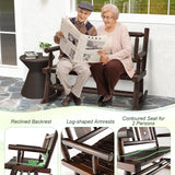 Giantex Outdoor Rocking Bench, Patio Loveseat Rocker for 2 w/Ergonomic Back & Log Arms, Carbonized Fir Wood Frame, Wooden Double Rocking Chair for Porch, Garden, 710 LB Capacity, Rustic Brown Giantex