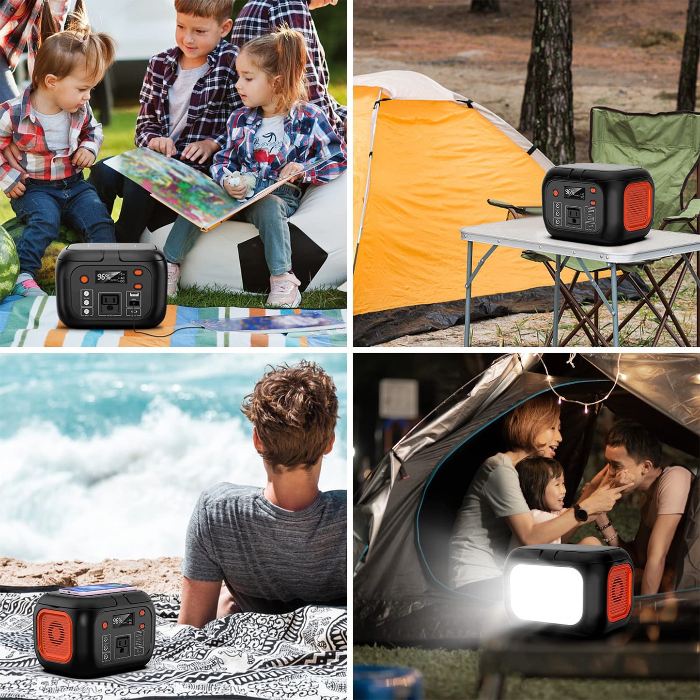 Portable Power Station 97Wh Power Bank 26400mAh Battery Pack Fasting Charging 150W AC Outlet Solar Generators with Wireless Charging Battery Bank LED Flashlight Power Supply for Camping RV Em - WoodArtSupply