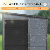 Shaical 4 x 8 FT Outdoor Storage Shed with Floor and 2 Windows, Lean to Resin Shed with Lockable Door, Plastic Sheds for Garden Tools, Bicycles, Trash Cans, Lawn Mower Shaical