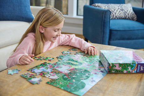 Crocodile Creek 60-Piece Holographic Foil Floor Puzzle for Kids Ages 4-8 and Up - Heavy-Duty Box for Storage - Sparkling Unicorn - 14” x 19” Finished Crocodile Creek