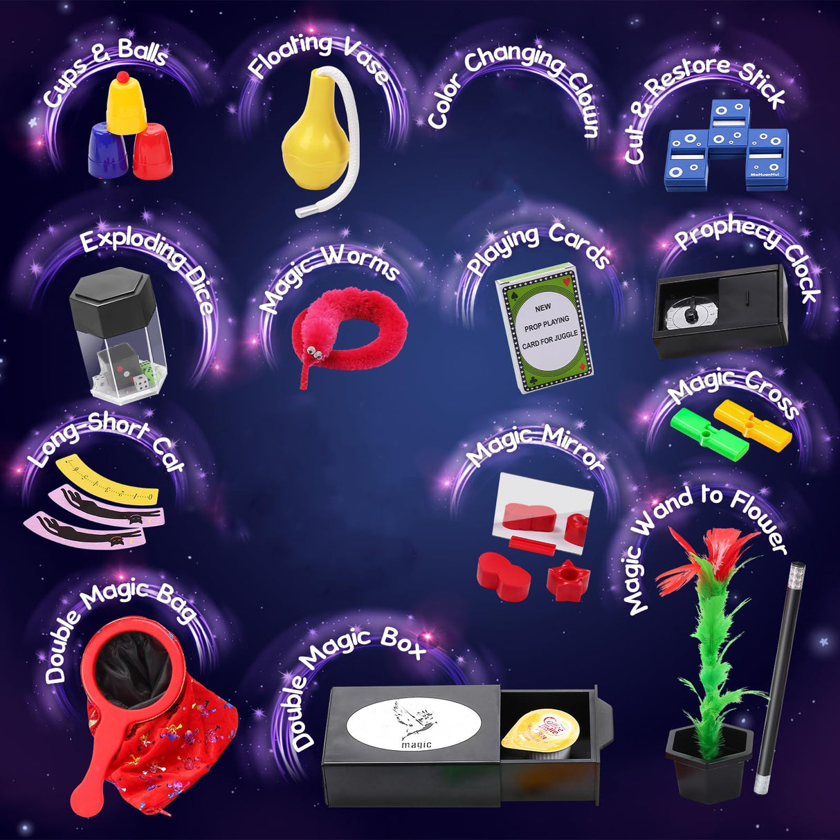 Skirfy Magic Kit-75+ Magic Tricks for Kids Age 6-8,Perfect Magic Toys for Kids,Featuring with Floating Vase,Double Magic Bag,Magic Mirror-Great Birthday Gifts for Boys Girls Skirfy