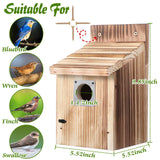 Dreyoo 2 Pack Cedar Bluebird Box Houses for Outside, 1-1/2” Entrance Hole Wooden Bird Houses with Metal Predator Guard, Secure Latch, Fledgling Grooves, Air Vents for Bluebird Wren Swallow Finch Dreyoo