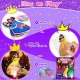 Fortand Poke-Art Crafts Kit for Kids, Princesses Craft Kits for Girls Ages 4-9 Paper Craft Kits with LED Base DIY Creative Activity Toys Gifts for Girls & Boys Ages 4 5 6 7 8 9 Mess-Free Fun for Kids Fortand