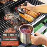 BBQ Basting Pot with Brushes，Grilling Gifts for Men，Valentines Day Gifts For Him，Grill Gift for Dad，Premium Stainless Steel 304 Barbecue Basting Pot Brush Set，32oz. BBQ Sauce Container Cooking Gift Grill Gadgets for Men CherHome