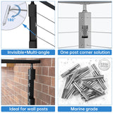 Muzata 40 Pack 1/8" Invisible Cable Railing Kit Hardware Cable Railing Toggle Anchor Terminal Fixed End for Metal Post T316 Stainless Steel Stair Angle Adjustable Deck One-Post Corner CR07 Muzata