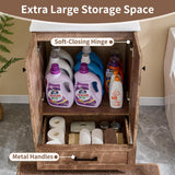 24" Farmhouse Bathroom Vanity with Sink, Bathroom Vanity Sink Cabinet with Large Storage Drawer, Modern Floor Standing Bathroom Vanity with Barn Door, Soft Closing & Metal Handle, Light Brown Aitjunz