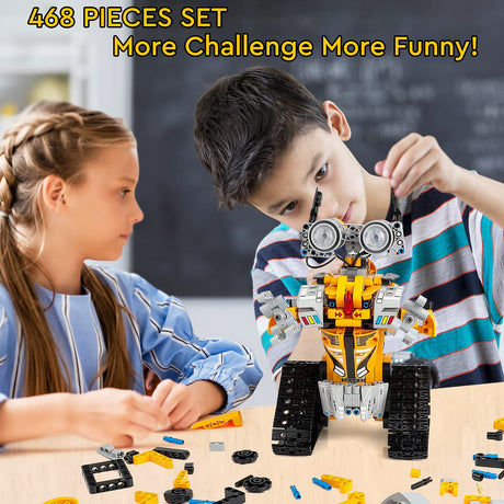 Sillbird Robot Building Kit with Remote Control STEM Gifts for Boys Age 8-13, Coding Buildable Robotic Technic Toys for Kids Birthday with 468 Pieces Sillbird