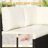 DWVO 7-Piece Patio Furniture Set, All-Weather PE Rattan Wicker Outdoor Sectional Sofa with Soft Cushions & Coffee Table, Patio Conversation Set for Backyard, Garden, Porch, Balcony (Beige+Black) DWVO