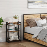 Hosfais 3-Tier Rustic Brown Wood Bookshelf with Metal Frame and Edge Protection Hosfais