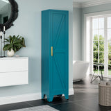 Washsemba 67''Farmhouse Metal Storage Cabinet with Barn Doors,Steel File Cabinet for Home Office,Kitchen Pantry 4 Adjustable Shelves,Freestanding Cupboard for Kitchen,HomeOffice (Peacock Blue) Washsemba