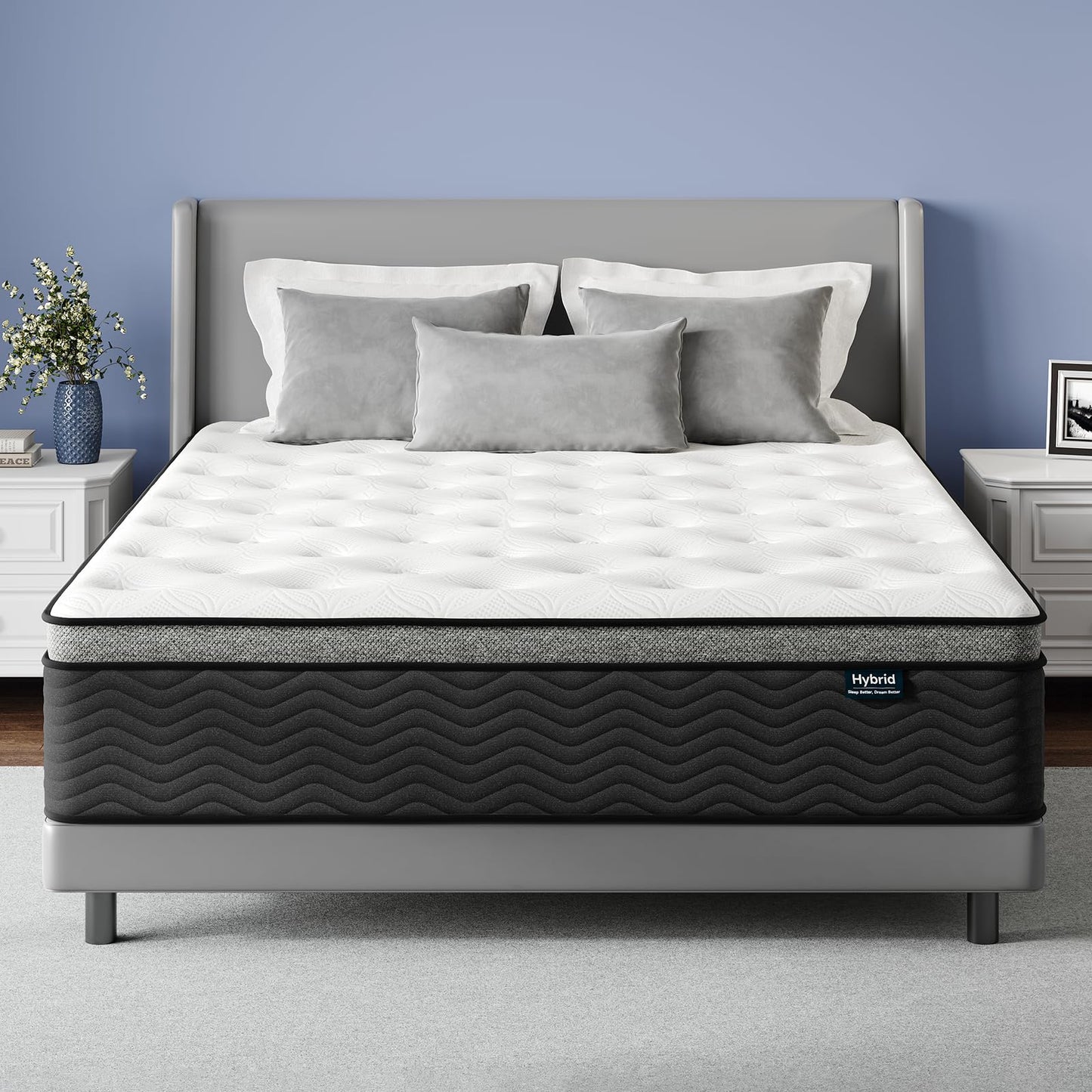 Twin Mattress, 14 Inch Hybrid Mattress in a Box with Memory Foam, Individually Pocket Spring for Motion Isolation & Edge Support, Medium Firm, Fiberglass-Free, Pressure Relief, Cool Sleep CertiPUR-US