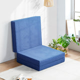 Olee Sleep Tri-Folding Memory Foam Mattress Topper, 4 Inch Gel Folding Mattress for Camping, Foldable Guest Bed, Washable Cover, CertiPUR-US Certified, Soft, Blue, Single Size Olee Sleep