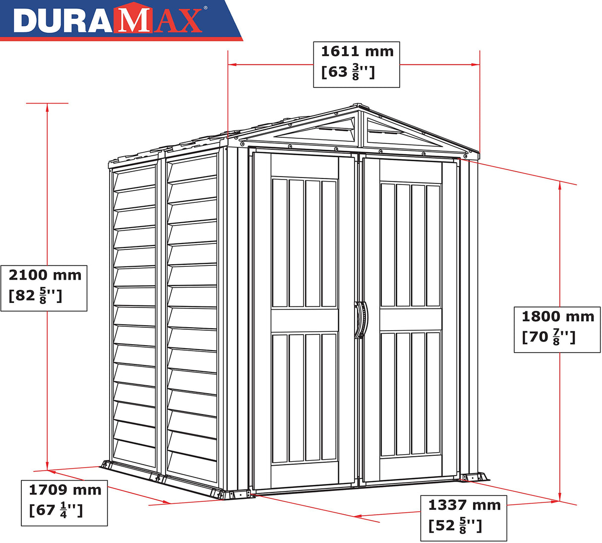 Duramax YardMate 5' x 5' Plus Plastic Garden Shed with Plastic Floor - Anthracite & Adobe - 15 Years Warranty DURAMAX