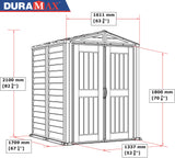 Duramax YardMate 5' x 5' Plus Plastic Garden Shed with Plastic Floor - Anthracite & Adobe - 15 Years Warranty DURAMAX