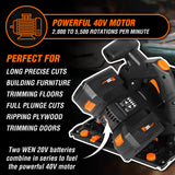 WEN Cordless 6.5-Inch Track Saw, Brushless with Variable Speed, Two 20V Max 4.0 Ah Batteries, and Charger (20691) WEN