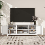 Panana Modern Farmhouse TV Stand for 65 inch TV, Entertainment Center with Storage and Open Shelves, Wood TV Stands TV Table Stand for Living Room, Bedroom (White, for 32"-65" TV) Panana
