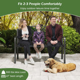 Giantex 50.5” Outdoor Bench with Metal Frame, Floral Design Cast Iron Backrest, Slatted Seat, Adjustable Foot Pads, Load 660Lbs, Garden Bench for Outside Patio Backyard Porch Park, Black Giantex