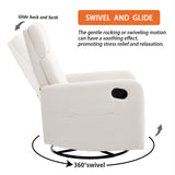 Ketaiyou Swivel Rocking Recliner Chair for Adults, Rocker Nursery Glider Chair for Living Room Bedroom, Upholstered Fabric Reclining Single Sofa Chair(Beige) Ketaiyou