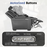 Jocisland Home Theater Seating, Dual Motor Movie Loveseat Leather Recliner with USB & Wireless Charging, 3 Seats Sofa Chair for Media Room w/Electric Headrest, LED Light,Fold Down Table,4 Cup Holders Jocisland